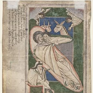 Leaf from a Psalter: Nativity (verso), early 1200s. Creator: Unknown