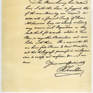 Letter from Benjamin Franklin to David Hartley MP, 14th April 1782. Artist: Benjamin Franklin