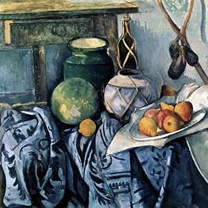 Still Life with a Flagon and Aubergines, 1890-1894. Artist: Paul Cezanne