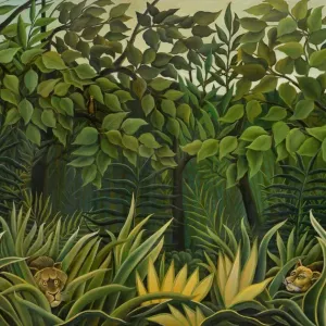 Dos leones de vigilancia en la jungla, 1909-1910. Creador: Rousseau, Henri Julien Félix Dos leones de vigilancia en la jungla, 1909-1910. Creador: Rousseau, Henri Julien Félix