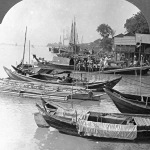 Looking up the Irrawaddy River, Rangoon, Burma, 1908. Artist: Stereo Travel Co