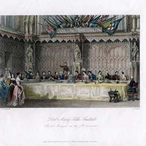 The Lord Mayors table, grand banquet, Guildhall, City of London, 19th century Artist: J Shury