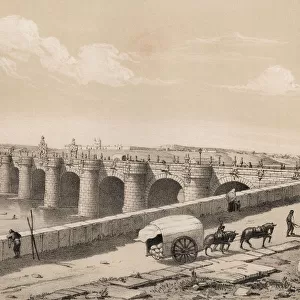 Madrid, Toledo bridge on the river Manzanares in 1842, Baroque (churrigueresco)