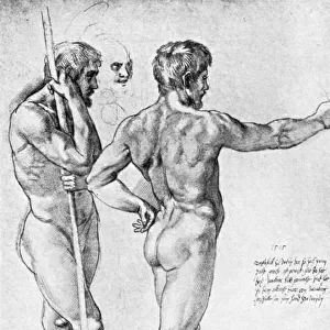 Two male nude studies, 1515, (1912).Artist: Raphael
