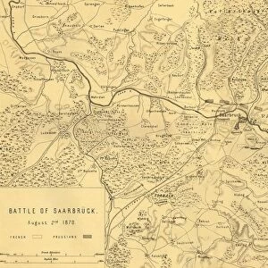 Map of the Battle of Saarbrücken, 2 August 1870, (c1872). Creator: R. Walker