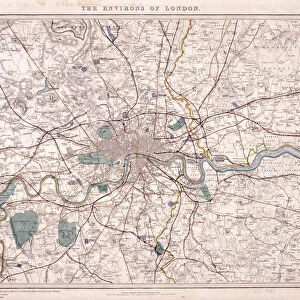 Map of London, c1860. Artist: Benjamin Rees Davies