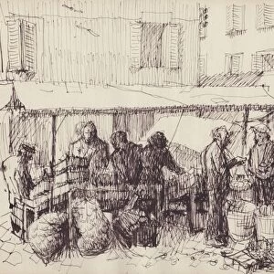 Market scene, Italy, c1950. Creator: Shirley Markham