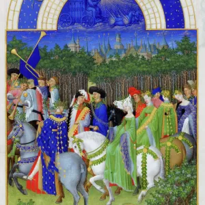 May (Les Tres Riches Heures du duc de Berry), 1412-1416. Artist: Limbourg brothers (active 1385-1416)