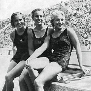 Medallists from the womens platform diving event, Berlin Olympics, 1936