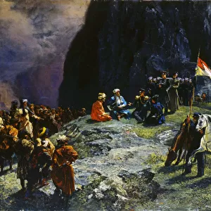 The Meeting of General Kluke von Klugenau and Imam Shamil in 1837, 1849. Artist: Grigory Gagarin