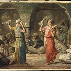 Moroccan dancers. The Handkerchief Dance, 1849. Creator: Chasseriau, Theodore (1819-1856)