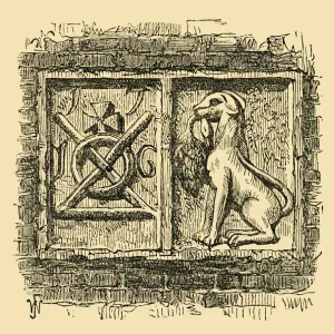 Old Sign of the Dog and Duck. (c1878). Creator: Unknown