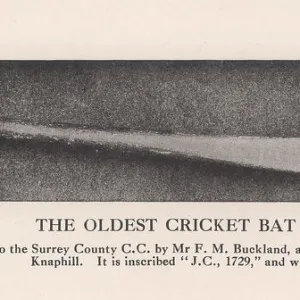 The oldest cricket bat known, 1912