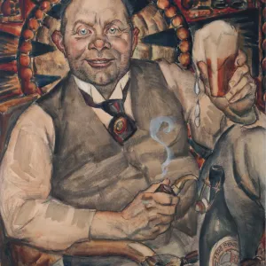 Piet Boendermaker with beer glass, 1917