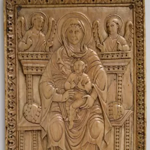 Plaque with Enthroned Virgin and Child, Carolingian, 850-875. Creator: Unknown