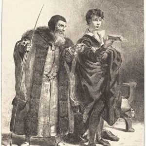 Polonius and Hamlet (Act II, Scene II), 1834 / 1843. Creator: Eugene Delacroix