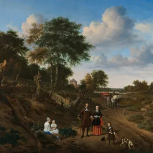 Portrait of a Couple with two Children and a Nursemaid in a Landscape, 1667. Artist: Velde, Adriaen, van de (1636-1672)