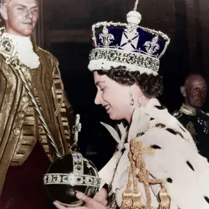 Queen Elizabeth II returning to Buckingham Palace after her Coronation, 1953