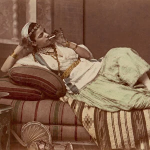 [Reclining Woman Smoking], 1870-90. Creator: Unknown