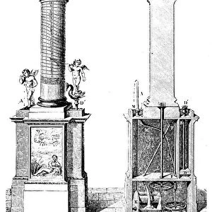 Reconstruction of a clepsydra (water clock), invented by Ctesibius of Alexandria, c270 BC (1857)