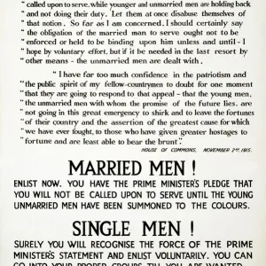 Recruitment Poster The Prime Ministers Advise to the Young Unmarried Men and Pledge