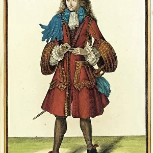 Recueil des modes de la cour de France, Homme de Qualité en Habit d'Esté, 1687. Creator: Nicolas Arnoult
