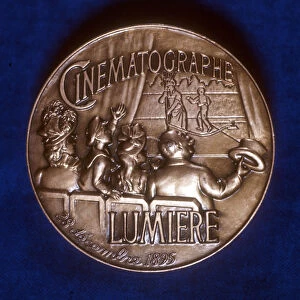 Reverse of medal commemorating 50 years of cinematography by the Lumiere brothers, 1945