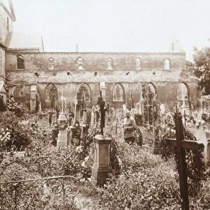 Roofless church, Marne, northern France, c1914-c1918