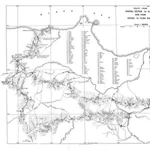 Route from Chatal Zeitun to Kavza and from Kavak to Tash Kupri, c1915. Creator: Unknown