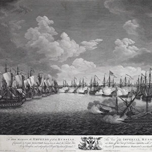 Russian and Turkish fleet before the Battle of Chesma on July 5, 1770
