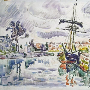 Sailboat at a Pier, 1920s. Artist: Paul Signac
