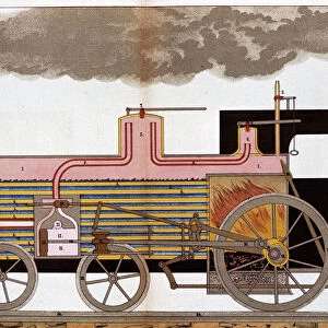 Sectional view of a mid-19th century steam railway locomotive, 1882