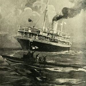 The sinking of the Falaba, First World War, 28 March 1915, (c1920). Creator: Cecil King