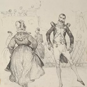 A soldier and a woman dancing, mid-19th century. Creator: Victor Adam