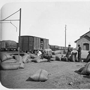 Soldiers of the French Foreign Legion at a railway yard, Syria, 20th century