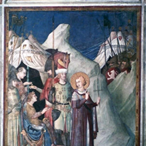 St Martin Renounces his Weapons, 1312-1317. Artist: Simone Martini