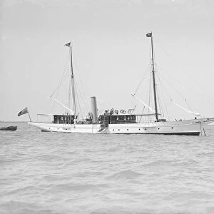 The steam yacht Queen Mab at anchor, 1911. Creator: Kirk & Sons of Cowes