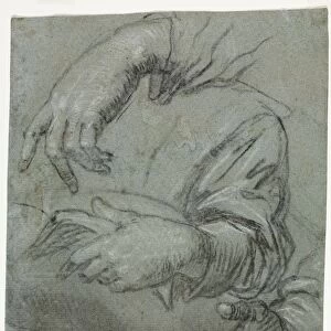 Studies of Hands (recto), c. 1586. Creator: Carletto Caliari (Italian, 1570-1596)