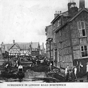 Subsidence in London Road, Northwich, 1905. Artist: Jeffries