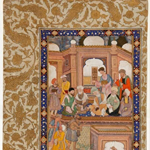 Sufi Reunion. Miniature from Nafahat al-Uns (Breaths of Fellowship) by Jami. Artist: Anonymous