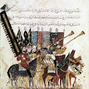 Troop of horsemen at a religious ceremony, c1240