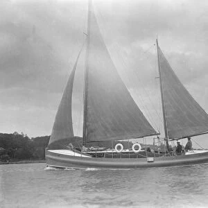 Unknown ketch under sail. Creator: Kirk & Sons of Cowes