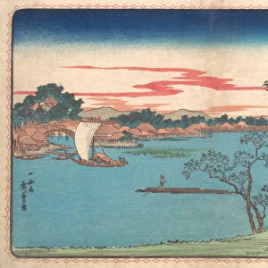 A View of Cherry Trees in Leaf along the Sumida River, 1831. 1831. Creator: Ando Hiroshige