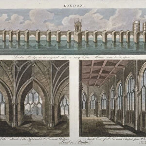 Views of the old London Bridge, 1814. Artist: John Pass