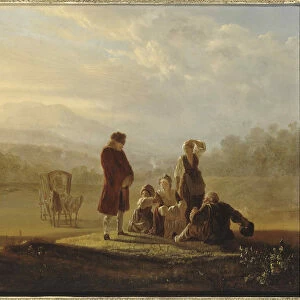 Voltaire and the peasants of Ferney, ca 1770. Creator: Huber, Jean (1721-1786)