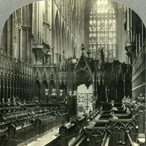 Westminster Abbey - Interior. West through Choir, London, England. c1930s. Creator: Unknown