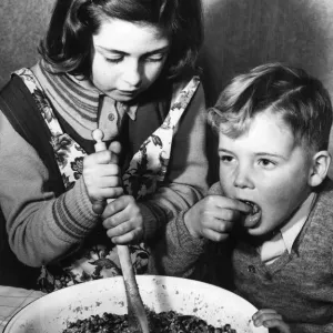 Christmas Pudding Making Print, 1952 Christmas Pudding Making Print, 1952