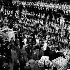 Turkeys at Leadenhall Market Print 1932