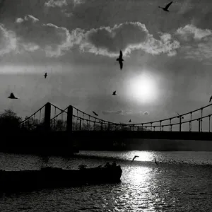 Sunset over Chelsea Bridge, London