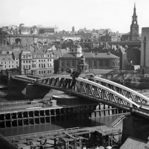 The swing bridge over the River Tyne Newcastle upon Tyne, Northumberland, UK